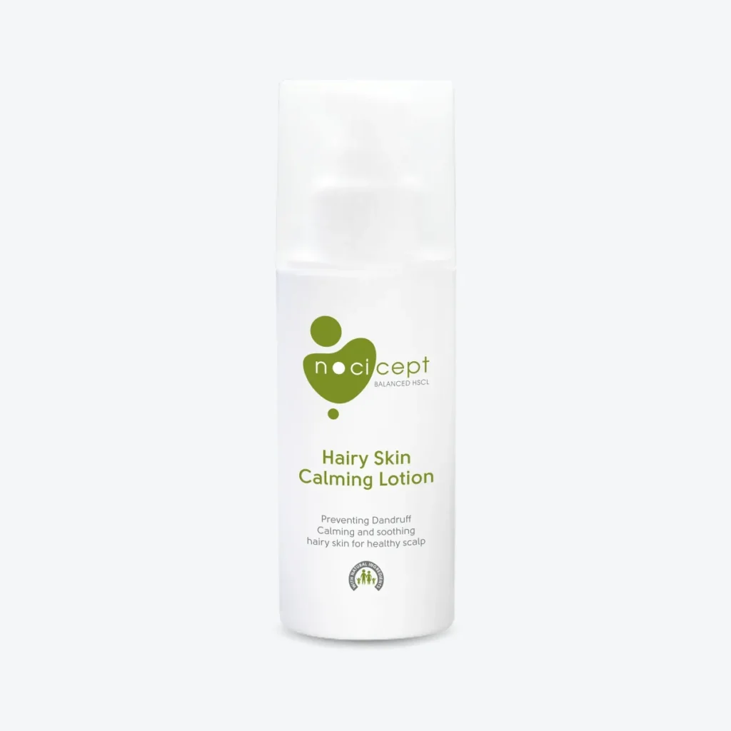 Image of the Nocicept Hairy Skin Calming Lotion product bottle.