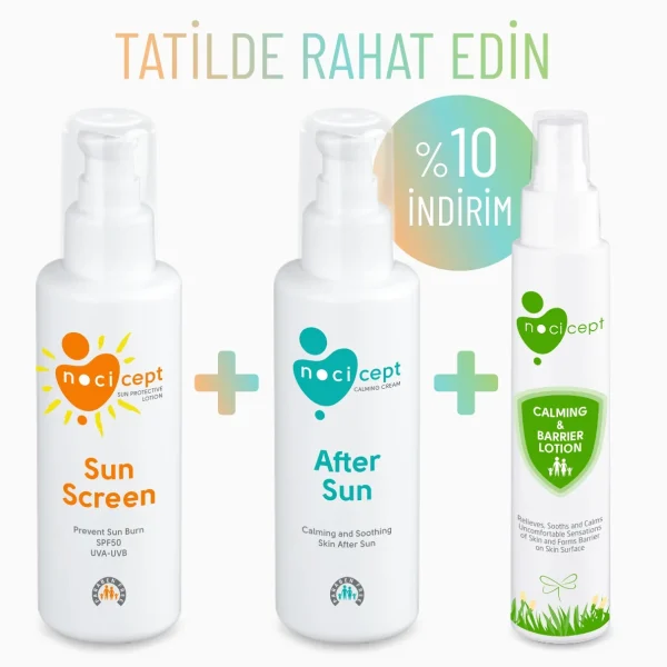Nocicept Sun Screen + Nocicept After Sun + Nocicept Calming and Barrier Lotion